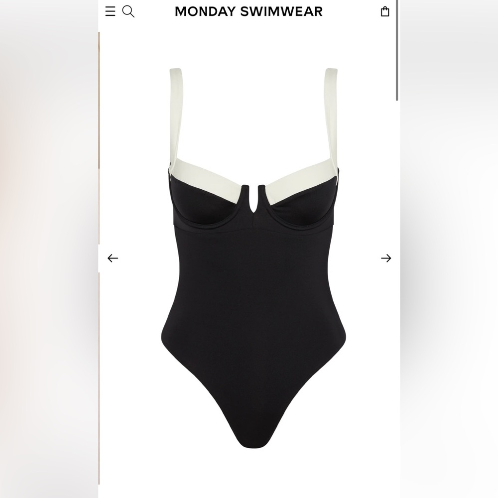 Elegant Black and White One-Piece Swimsuit